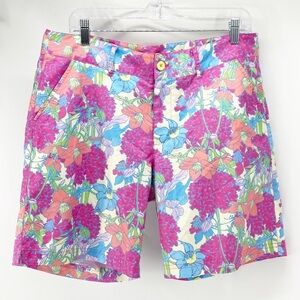 BIRDIES AND BOWS GOLF SHORTS PINK BLUE GREEN floral pattern